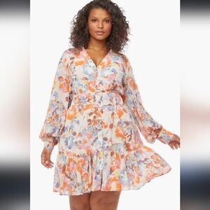 JUST FAB NWT 2XL Boho floral long sleeve dress